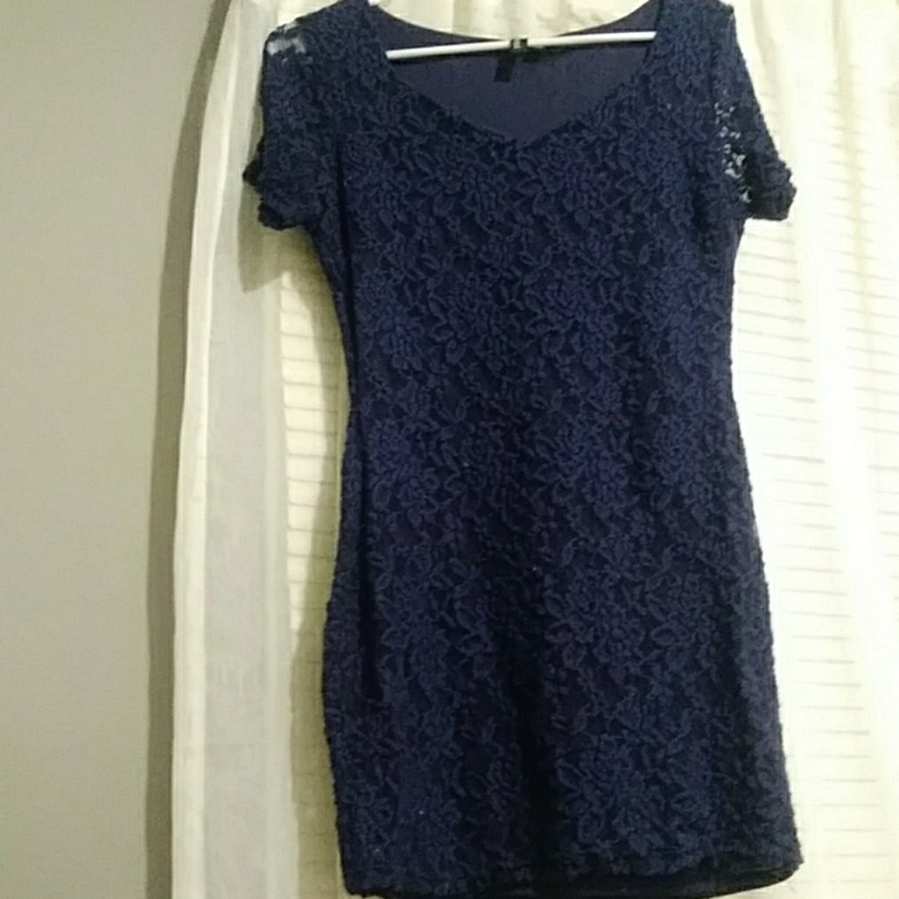 Navy Blue Lace Mini Dress